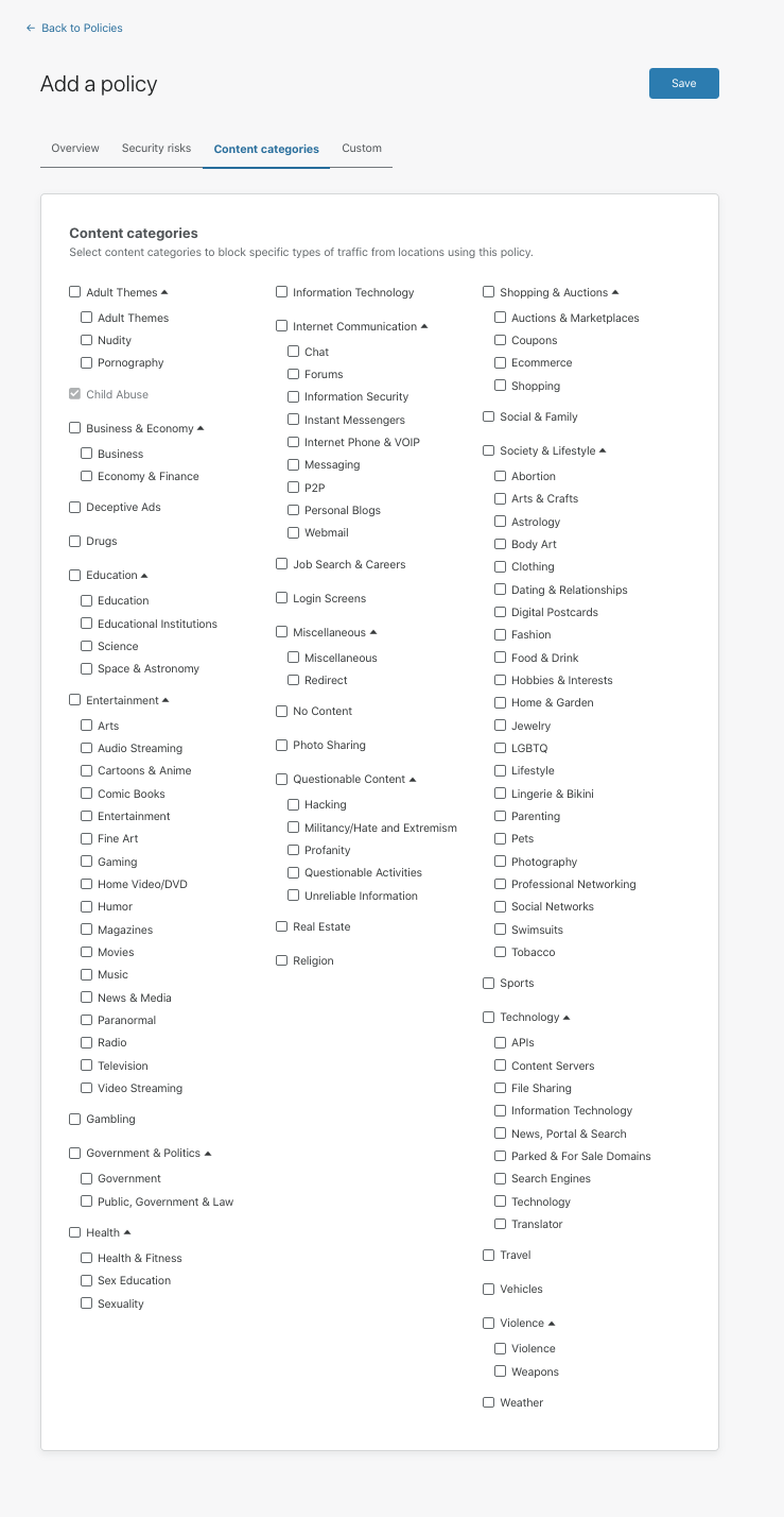 Cloudflare Gateway Policies