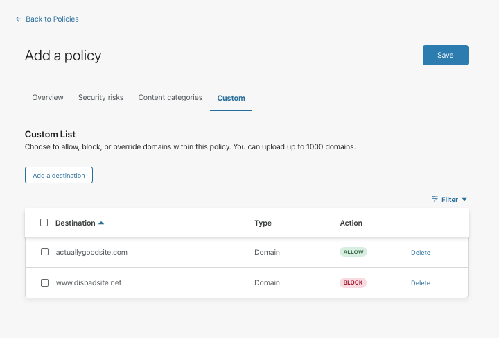 Cloudflare Gateway Policies