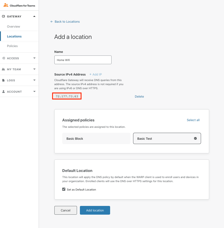 Cloudflare Gateway Locations